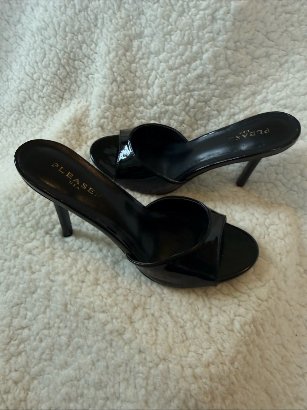 BLACK STiLETTO OPEN TOE SLIP ON PLEASURE USA BARBiE SHOES
